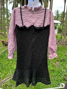 Pink &amp; Black Lace Dress