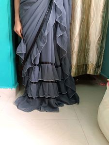 Grey Saree Sequence Blouse