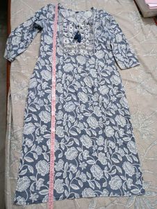Blue Floral Print Kurta Set