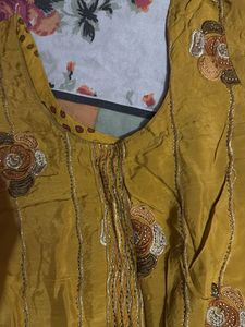Embroidered Yellow Silk suit