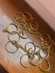 Gold Tone Keychain Rings with Chains