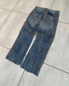 Y2K Flare Blue Denim Washed Jeans