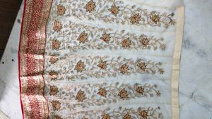 Embroidered Red &amp; Gold saari