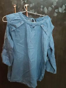 Cold Shoulder Denim Top