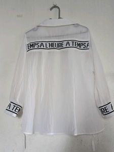 White Sheer Button-Up Blouse