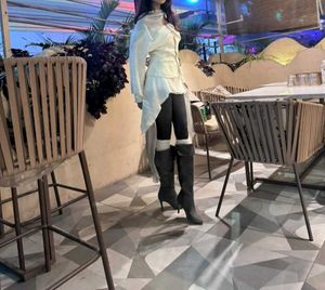 Stylish Grey Suede Over-the-Knee Boots