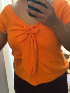 Orange Off-Shoulder Crop Top