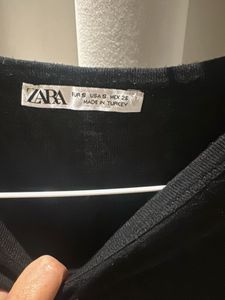 Zara Black Crop Top T-Shirt Size S