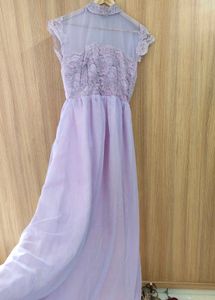 💜✨ Enchanting Lilac High-Neck Maxi Dress