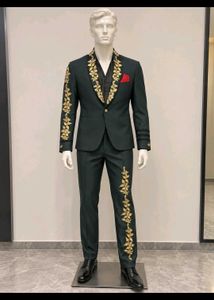 Embroidered Green Sherwani Suit