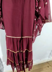 Maroon Sharara Set (Women's)