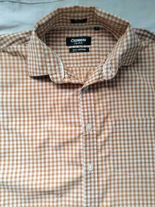 Orange Men Checked Shirt Button-Down