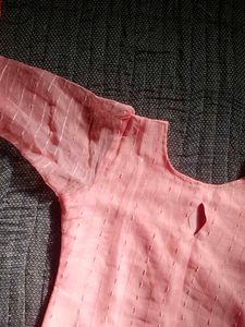Elegant Pink Organza Kurti Top