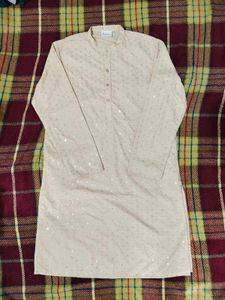 Men's Cream Kurta with Embellishments