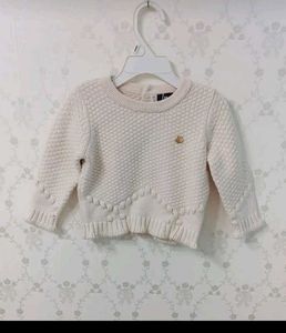 Cream Knit Sweater with Pom Poms