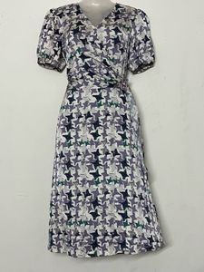 Pintresty Retro Print Wrap Midi Dress