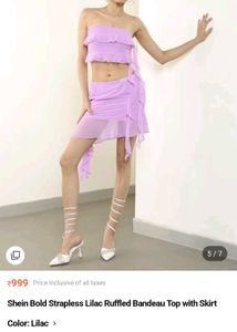 ruffled lilac cord set- mini skirt and tube top