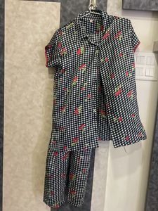 Cute Cherry Print Pajama Top