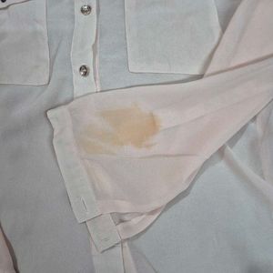 Sheer Pink Studded Button-Down Top
