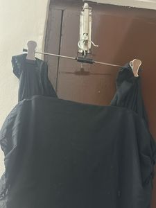 Elegant Ruched Black Maxi Dress