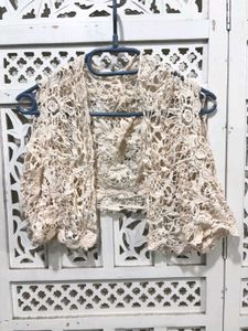 Crochet Beige Knitted Shrug