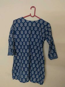 Blue Floral Print Kurti