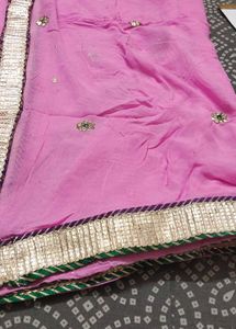 hand embroidered gota work pink georgette suit