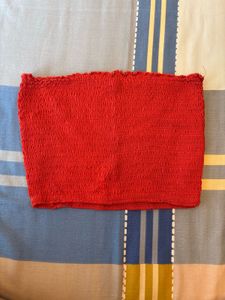 Red Smocked Tube Top