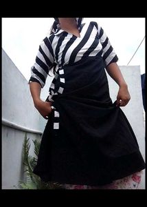 Stylish Black & White Striped Kurta