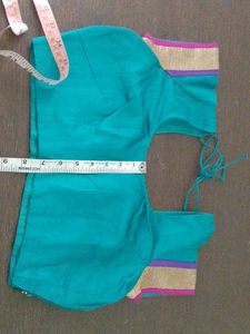 Teal Blouse with Decorative Trim