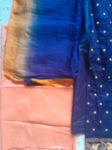 Navy Blue with Orange Embroidery Material