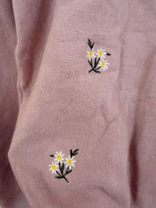 Charming Embroidered Mock Neck Sweater