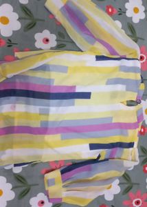 Pastel Striped Quarter Sleeve Chiffon Top
