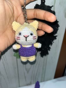 Crochet Handmade Amigurumi Kitty Cat Keychain