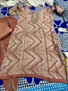Designer Peach Kurta Set with Dhoti Pants