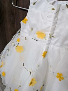 White &amp; Yellow Floral Baby Dress