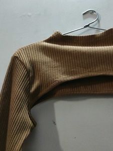 Ribbed Cropped Turtleneck Top