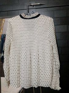 Chic Polka Dot Tie-Neck Blouse