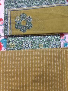 Stylish Mustard Printed Kurta Set(unstitched)