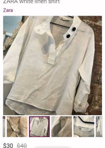 Zara Cream Linen Button Up Top