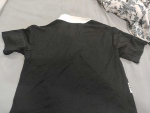 Black Floral Print Collared Top