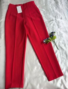 Zara Red High-Waisted Trousers XS