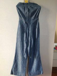 Denim Strapless Jumpsuit