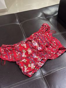 Red Floral Off-Shoulder Top
