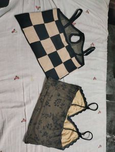 Chic Crop Tops - Checkered &amp; Lace Styles