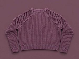 MAUVE CHUNKY RIBBED RAGLAN KNIT SWEATER
