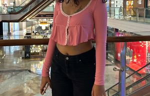 NewMe Pink Long Sleeve Crop Top