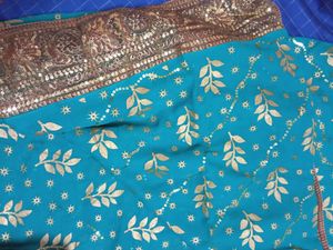 Grand Look Georgette Designer gold print saree