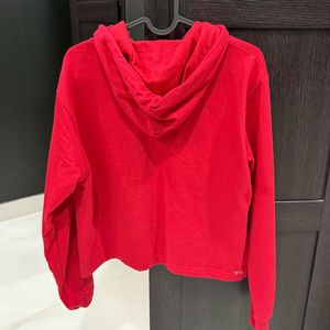 Red Cropped Hoodie