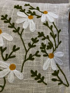 Embroidered Daisy Cushion Cover-2